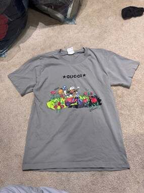 Gucci x Disney Donald Duck Garden Roses Embroidered T-Shirt Grey